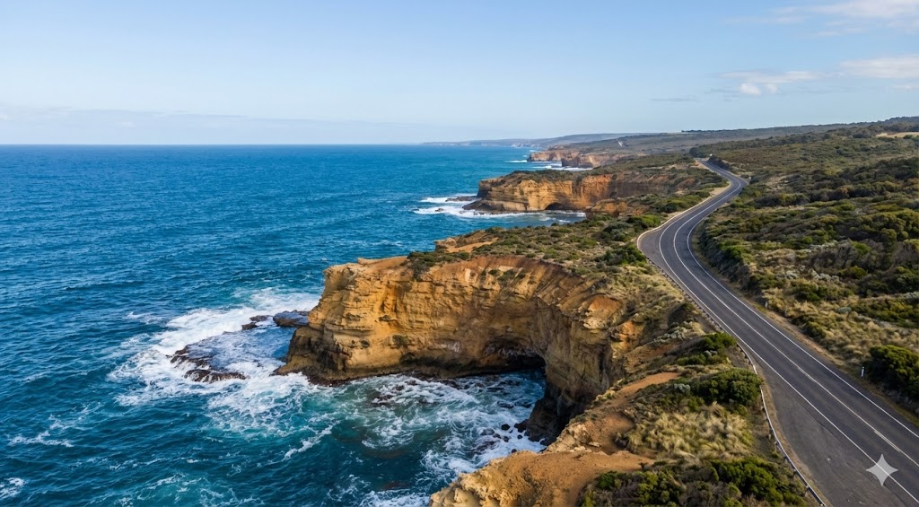 Walking along Great Ocean Road
