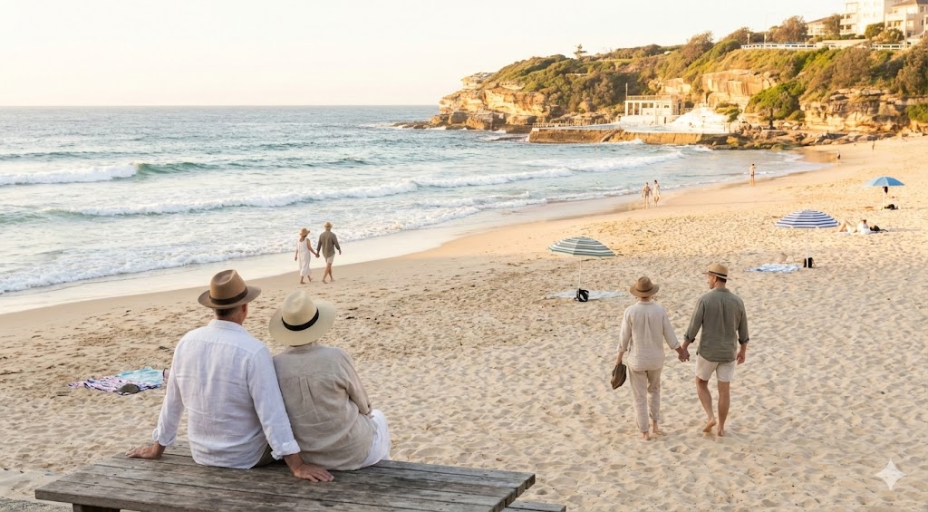 Couple enjoying Bondi Beach